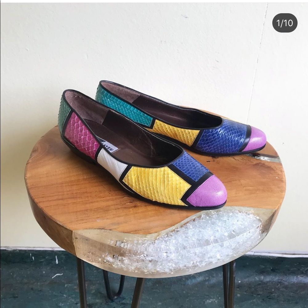 PAUL MAYER 1980’s Vintage Snakeskin Shoes Flats 7B